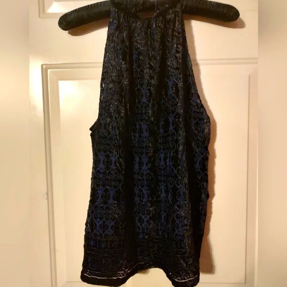 🐦 Beautiful Max Studio Flocked Velvet Scrolled Damask Camisole Tank Blouse - XL - Picture 6 of 16
